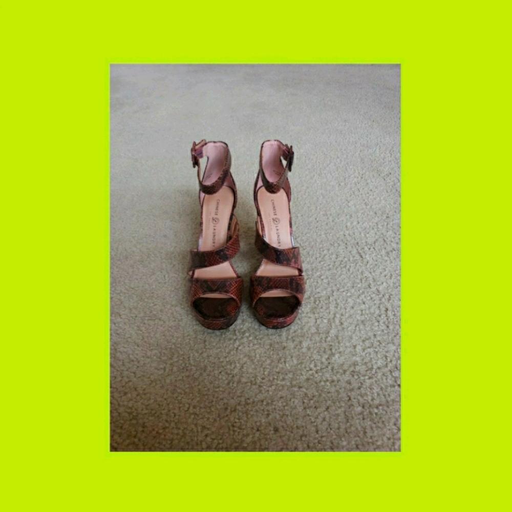 Snake Print Platform Sandals